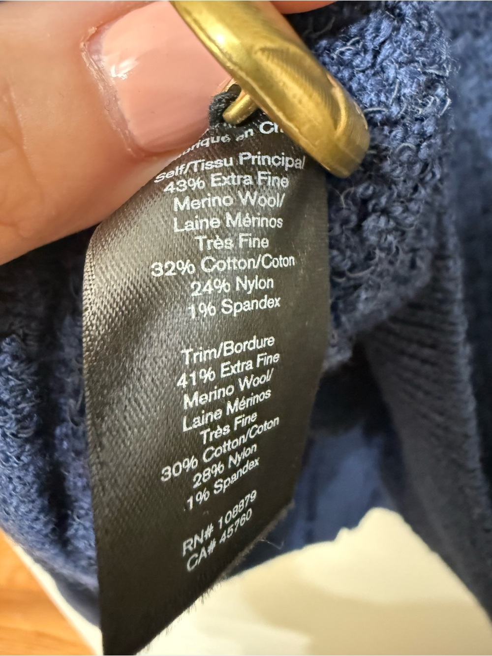 Rag & Bone S Basket Weave Knit Merino Blend Knit Preppy Navy Cardigan Gold - Picture 11 of 15